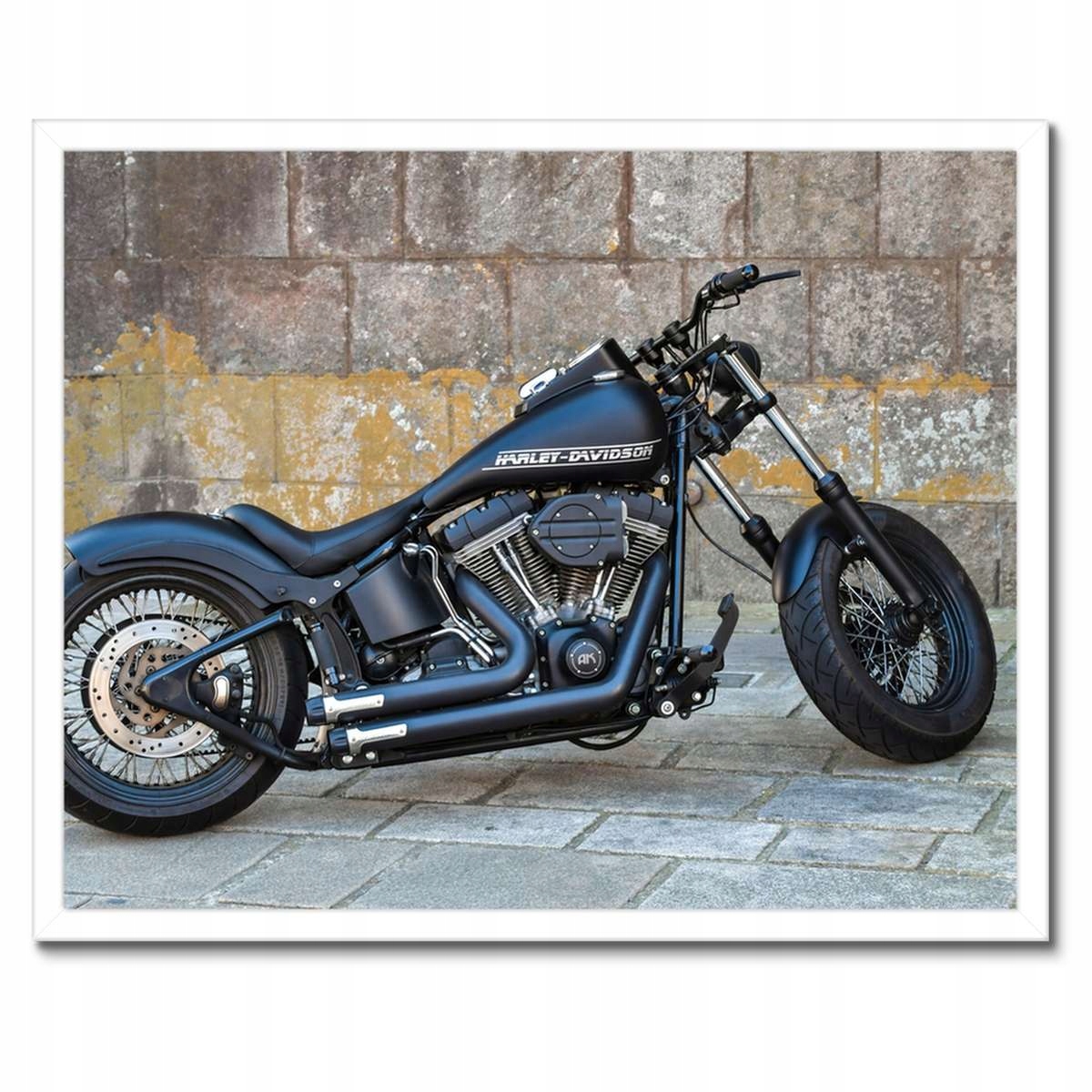 Plakáty v rámu 50x40 Harley Davidson Motocykl Černý mat