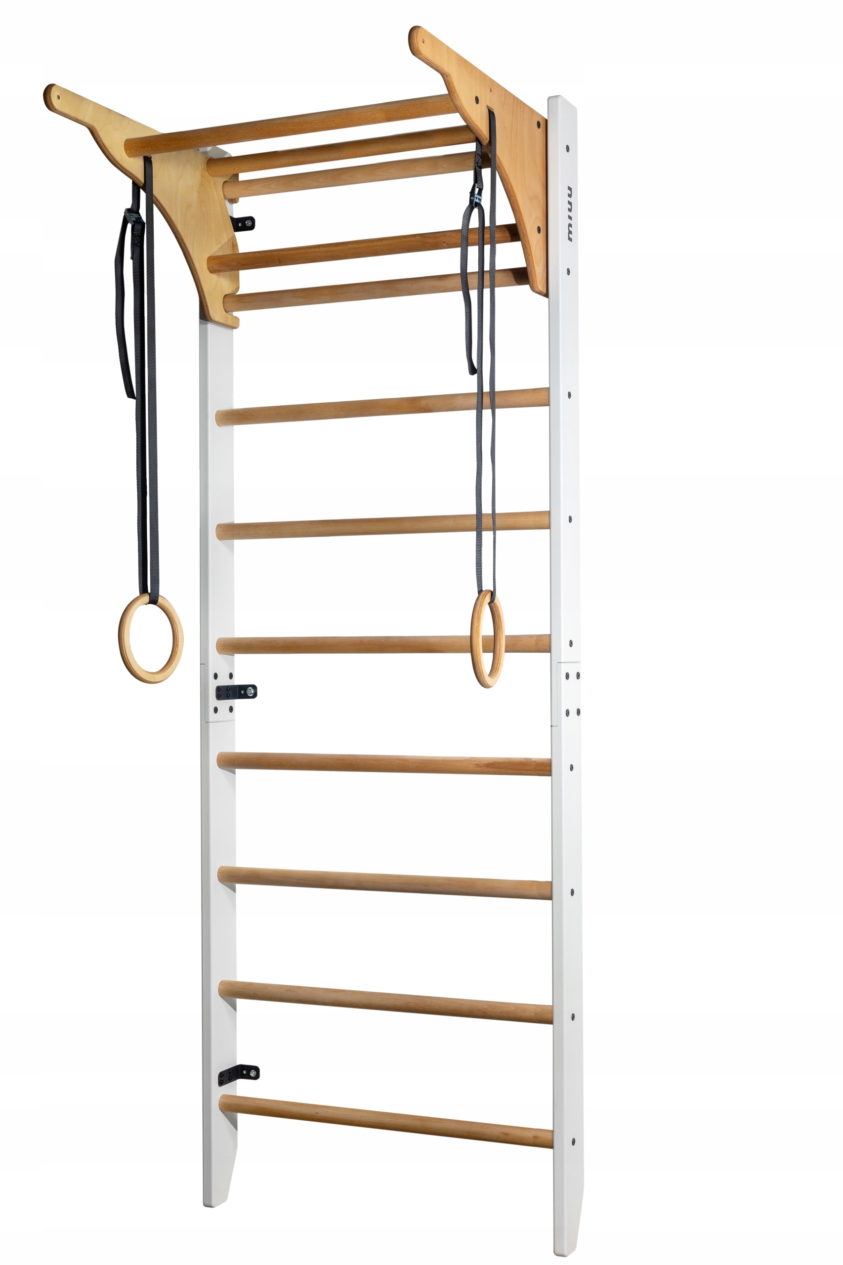 Dřevěný gymnastický žebřík 220 x 80 cm bílý pro děti i dospělé buk