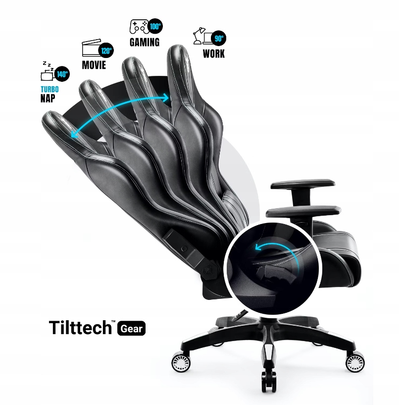 Fotel Gamingowy Diablo X-One 2.0 L: Czarno-czarny Model X-One 2.0 Normal Size