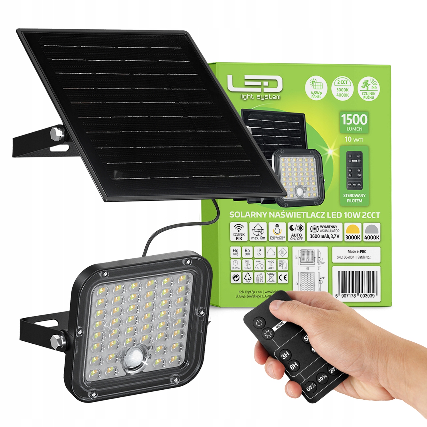 Solární Led reflektor s pohybovým senzorem 2CCT 10W halogen Na Dálkové Ovládání