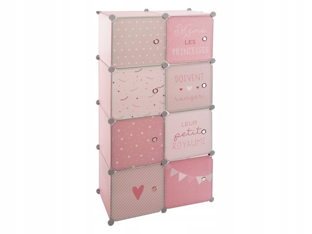 Skříň do dětského pokoje, 64 x 31 x 124 cm, růžová