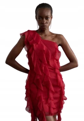 Karen Millen Červená Šaty Pro Nízké Volánky 38 B1G