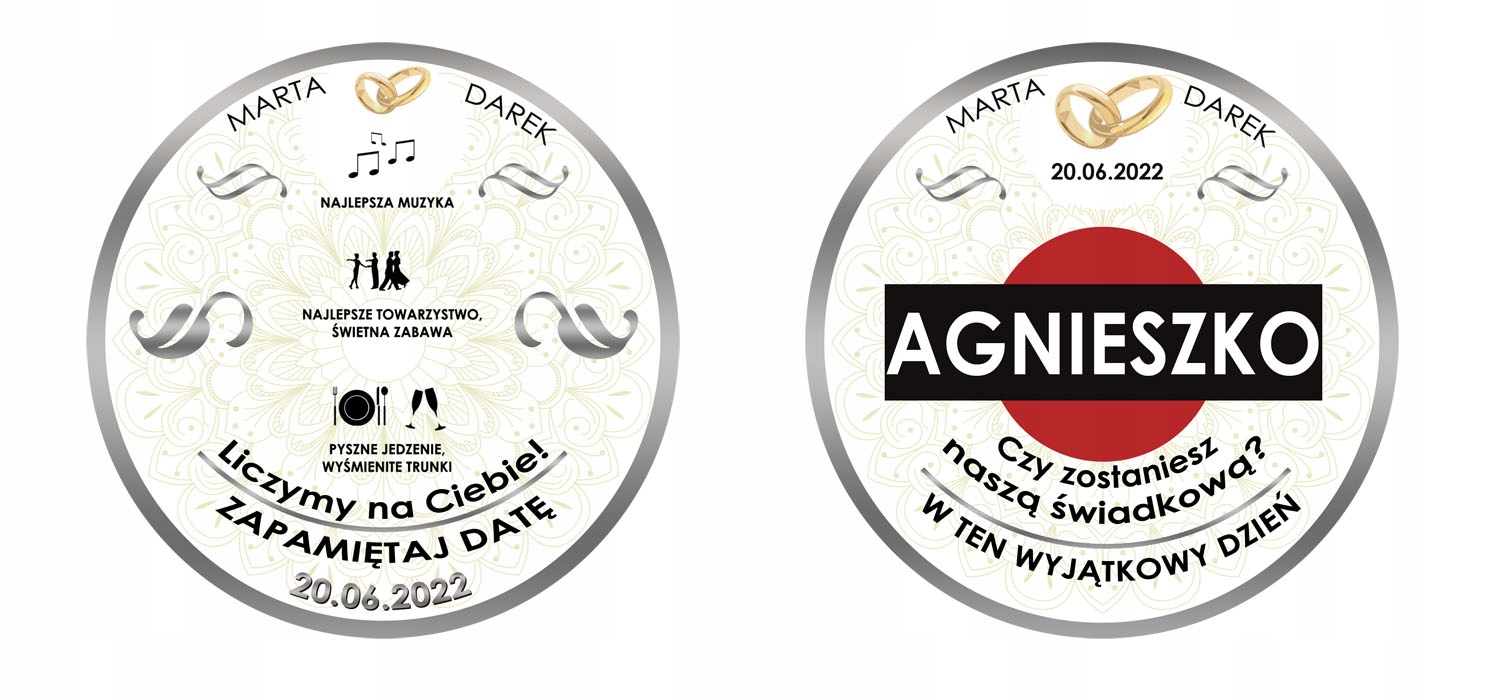 PROŚBA DLA ŚWIADKOWEJ ŚLUBU etykieta na MARTINI Marka inna