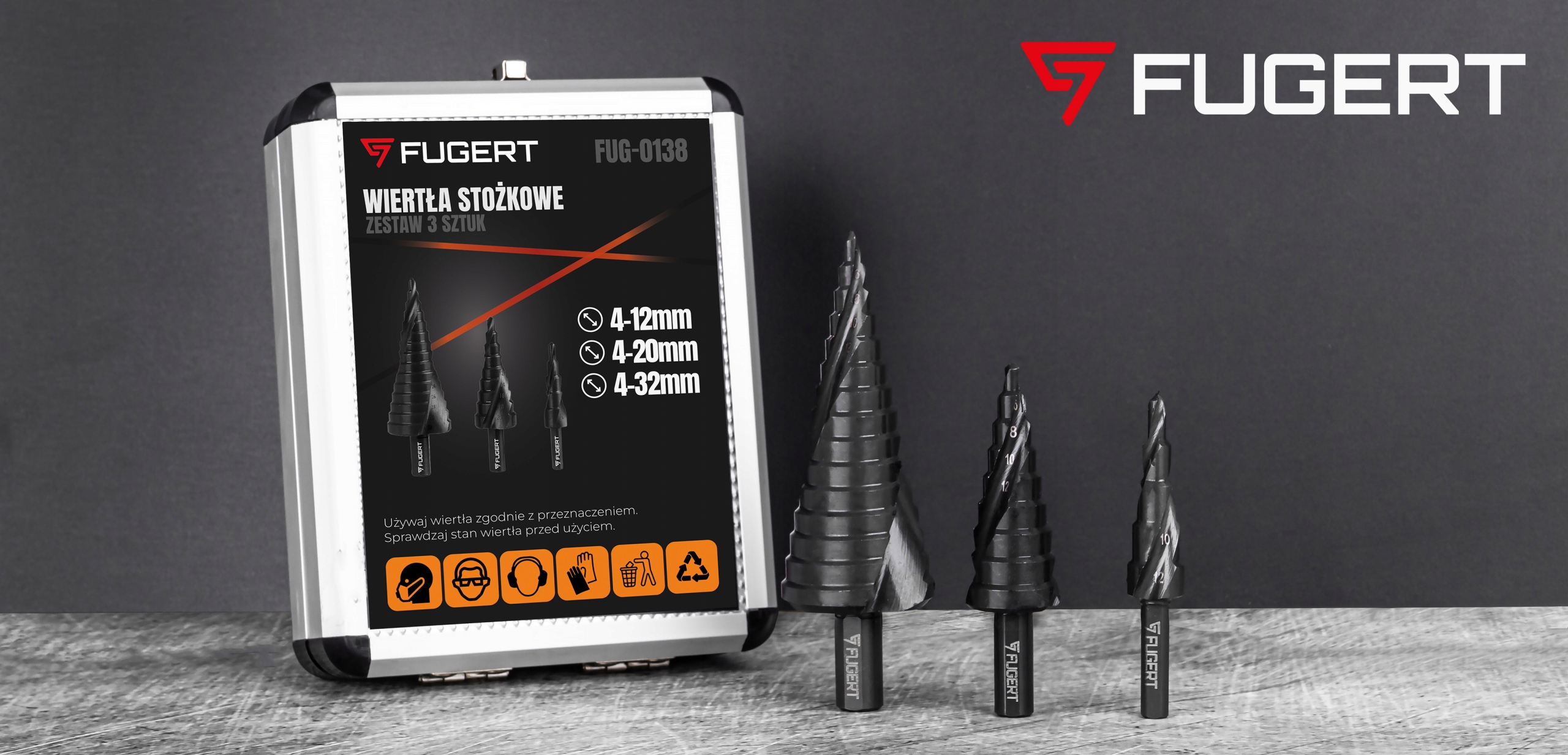 WIERTŁA STOPNIOWE STOŻKOWE CHOINKOWE DO METALU STALI BLACHY 4-32 MM 3SZT EAN (GTIN) 5906688630810