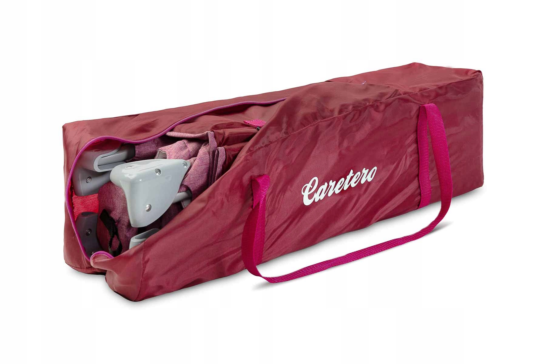 ŁÓŻECZKO TURYSTYCZNE DWUPOZIOMOWE PODWIESZANE SKŁADANE MATERAC TORBA RÓŻOWE Długość 125 cm