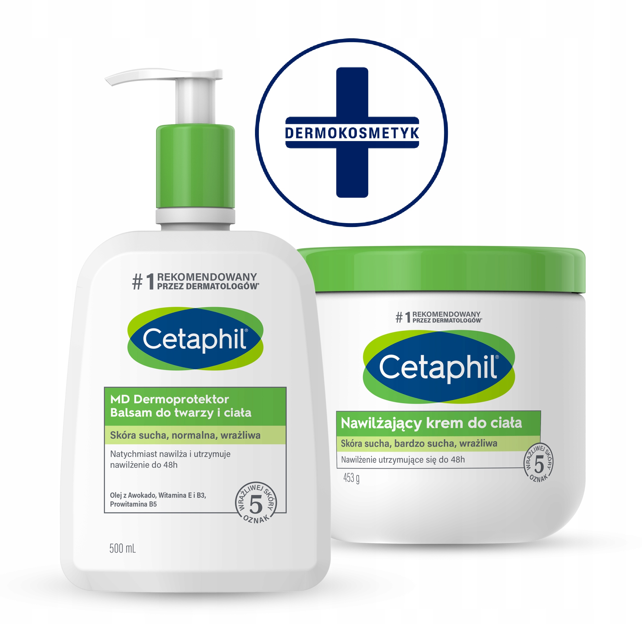Zestaw Cetaphil Krem nawilżający do ciała 453g i MD Balsam 500 ml