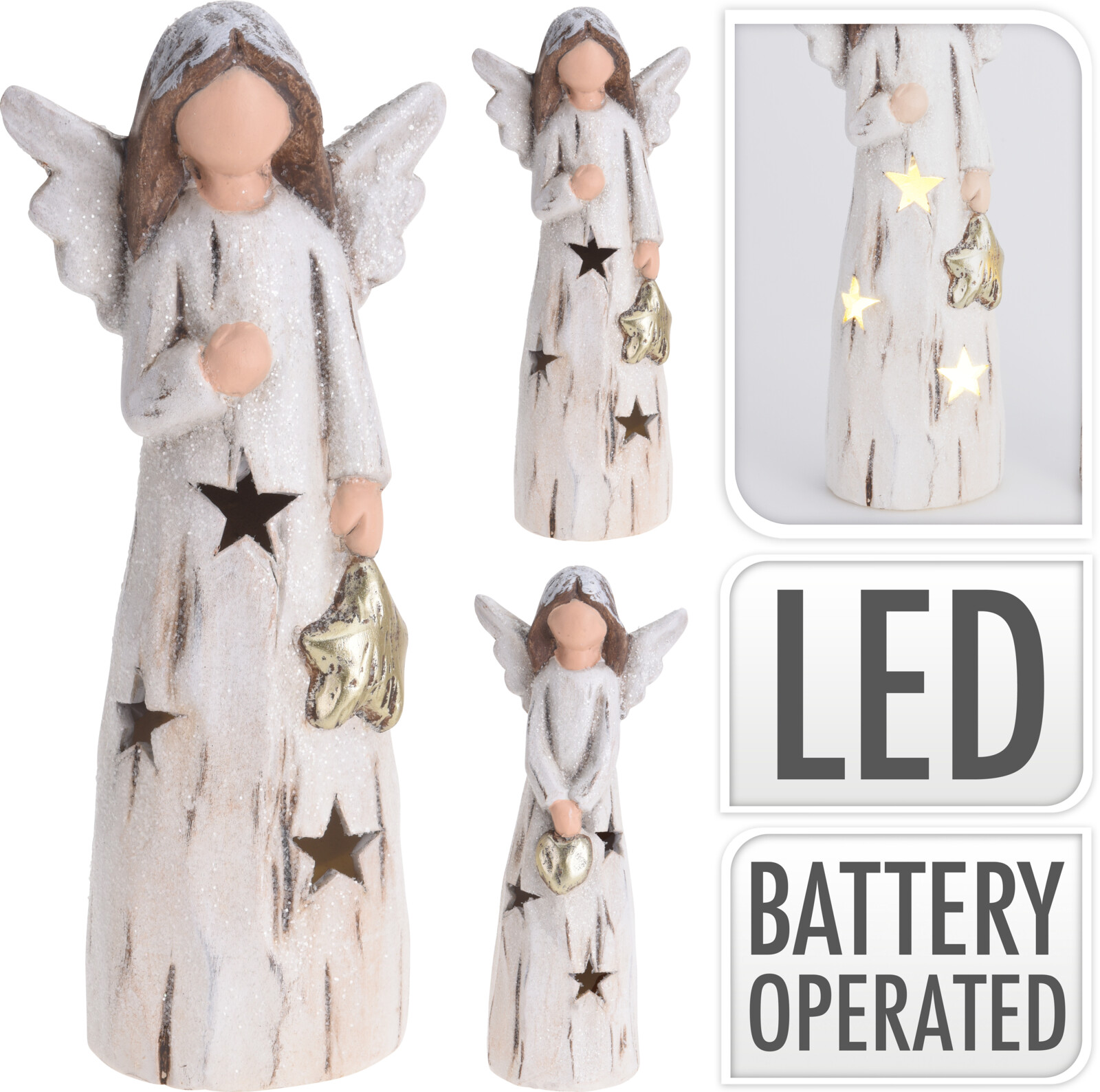 

Figurka Anioł, Aniołek Led ceramiczny 24 cm Święta