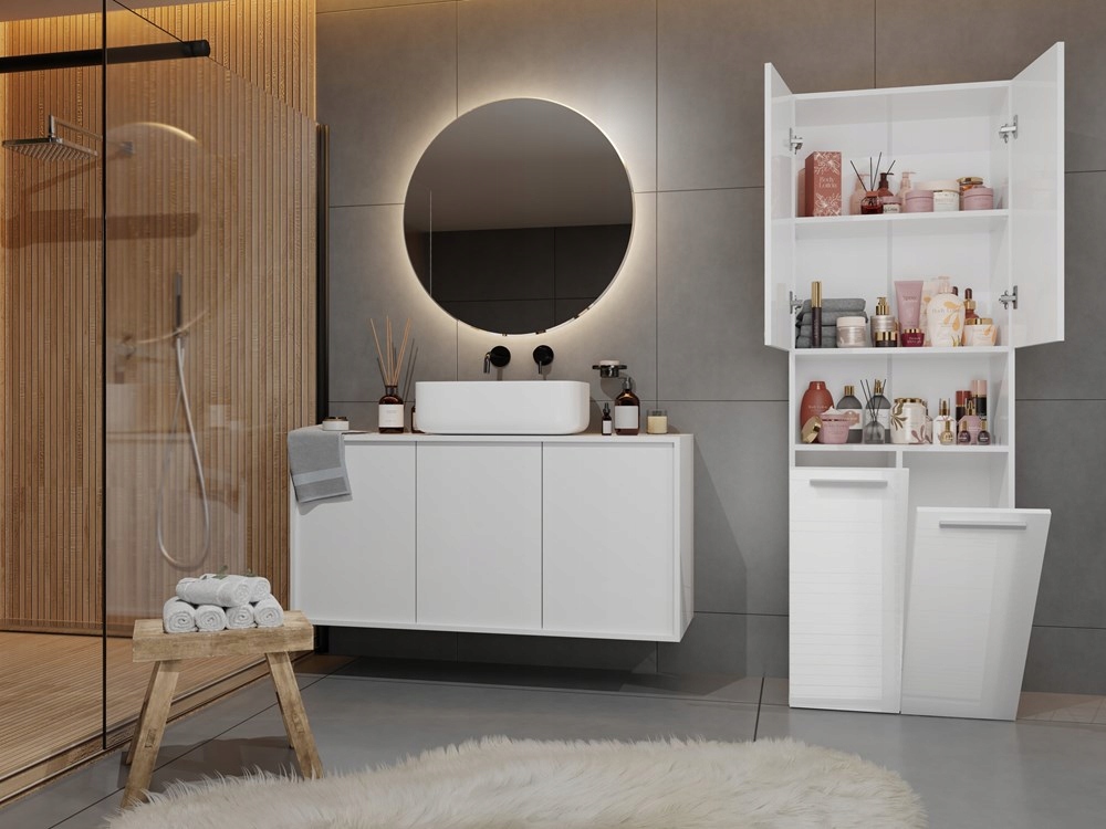 DUŻY BIAŁY SŁUPEK ŁAZIENKOWY 60 BIEL SZAFKA BIAŁA REGAŁ KOMODA POŁYSK KOSZ Kod producenta 41541