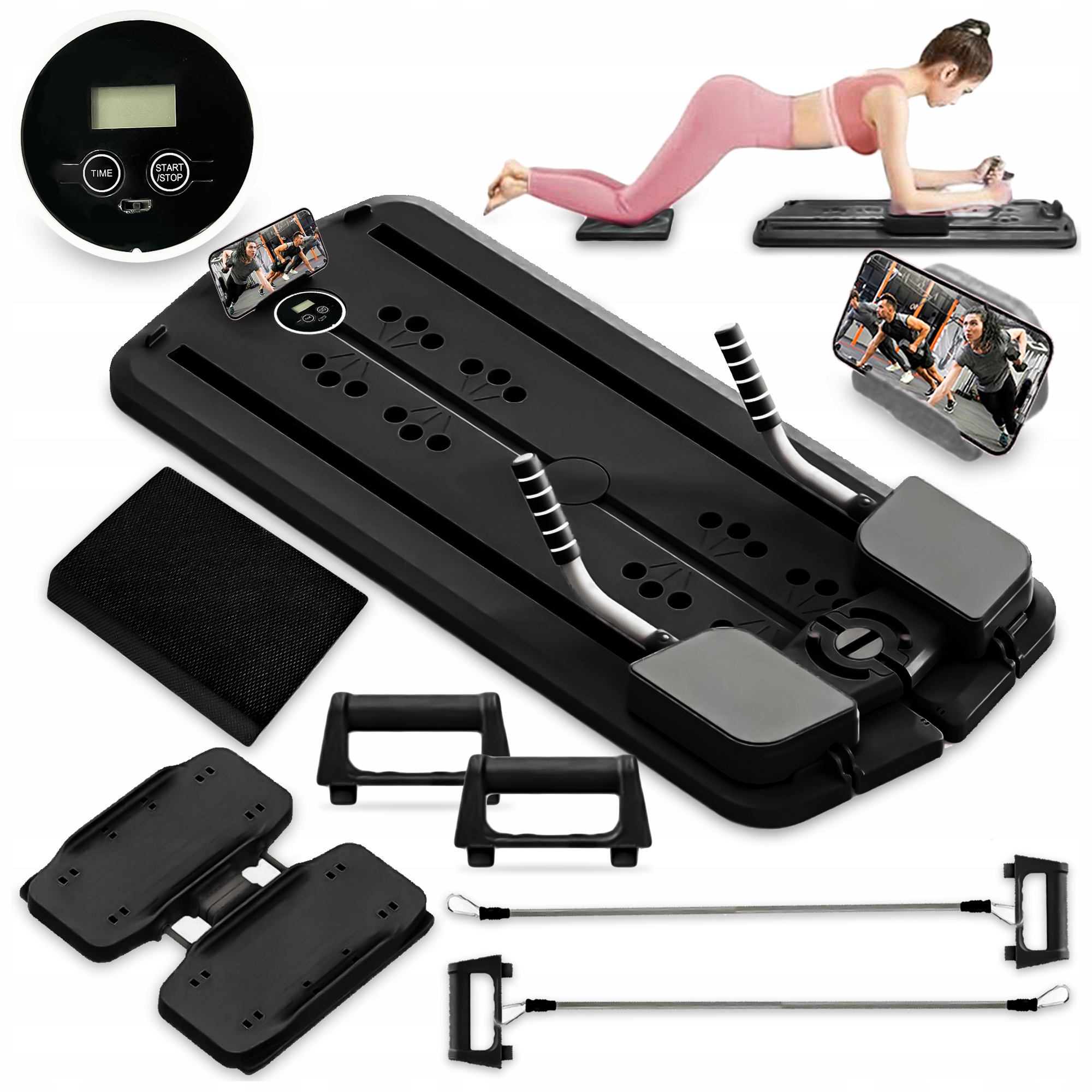 DESKA DO ĆWICZEŃ REFORMER PILATES DO TRENINGU W DOMU FITNESS SKŁADANA LED