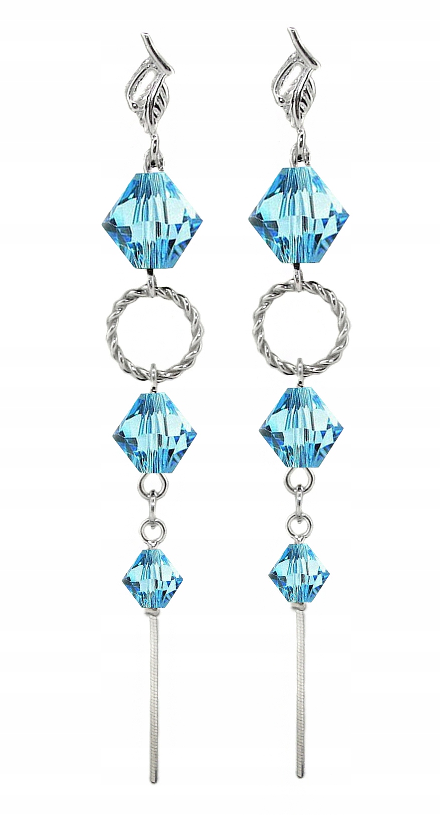 Arsylion długie kolczyki z kryształkami Swarovski aquamarine