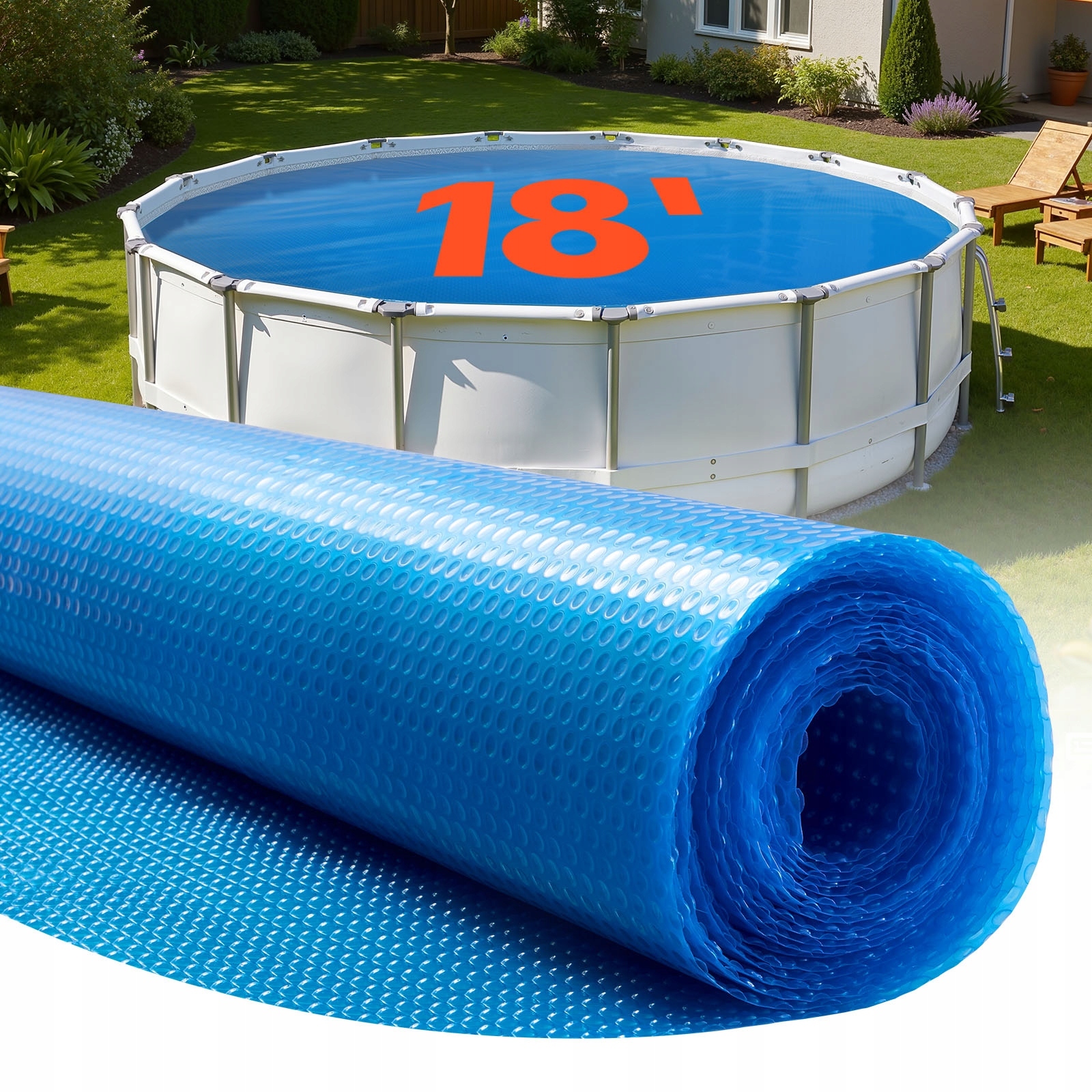 Vevor Solárna Krytka Na Bazén Okrúhla 5486 MM 16 Míľ Silná Modrá