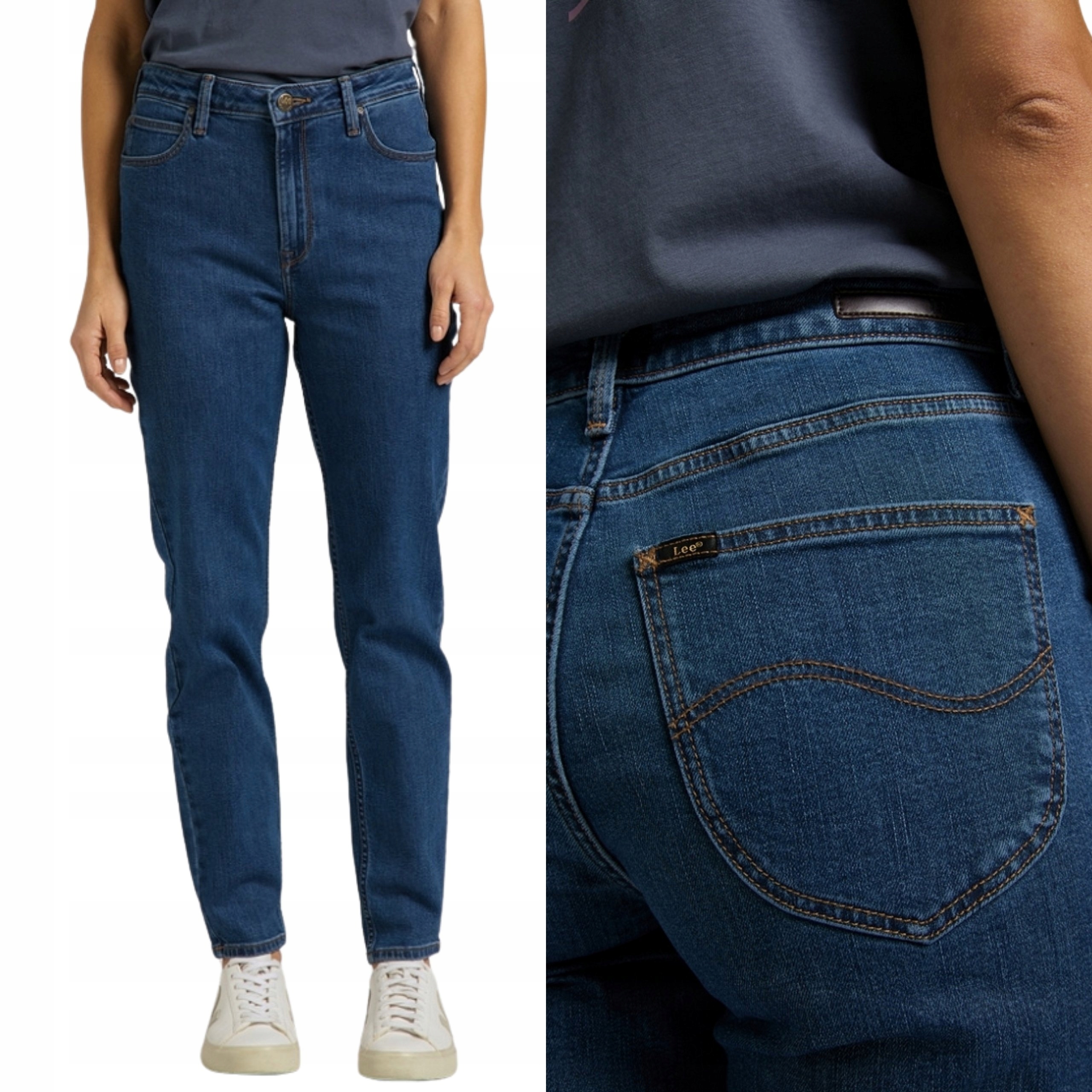 Lee kalhoty High Waist blue Tapered jeans Carol W26 L33