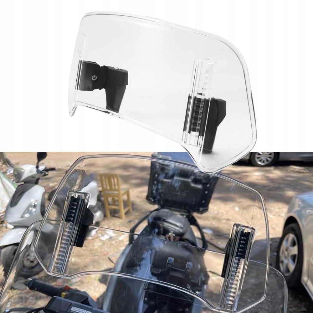 Univerzální motocyklový deflektor s nastavitelným sklem, větrák 30 cm, čistý