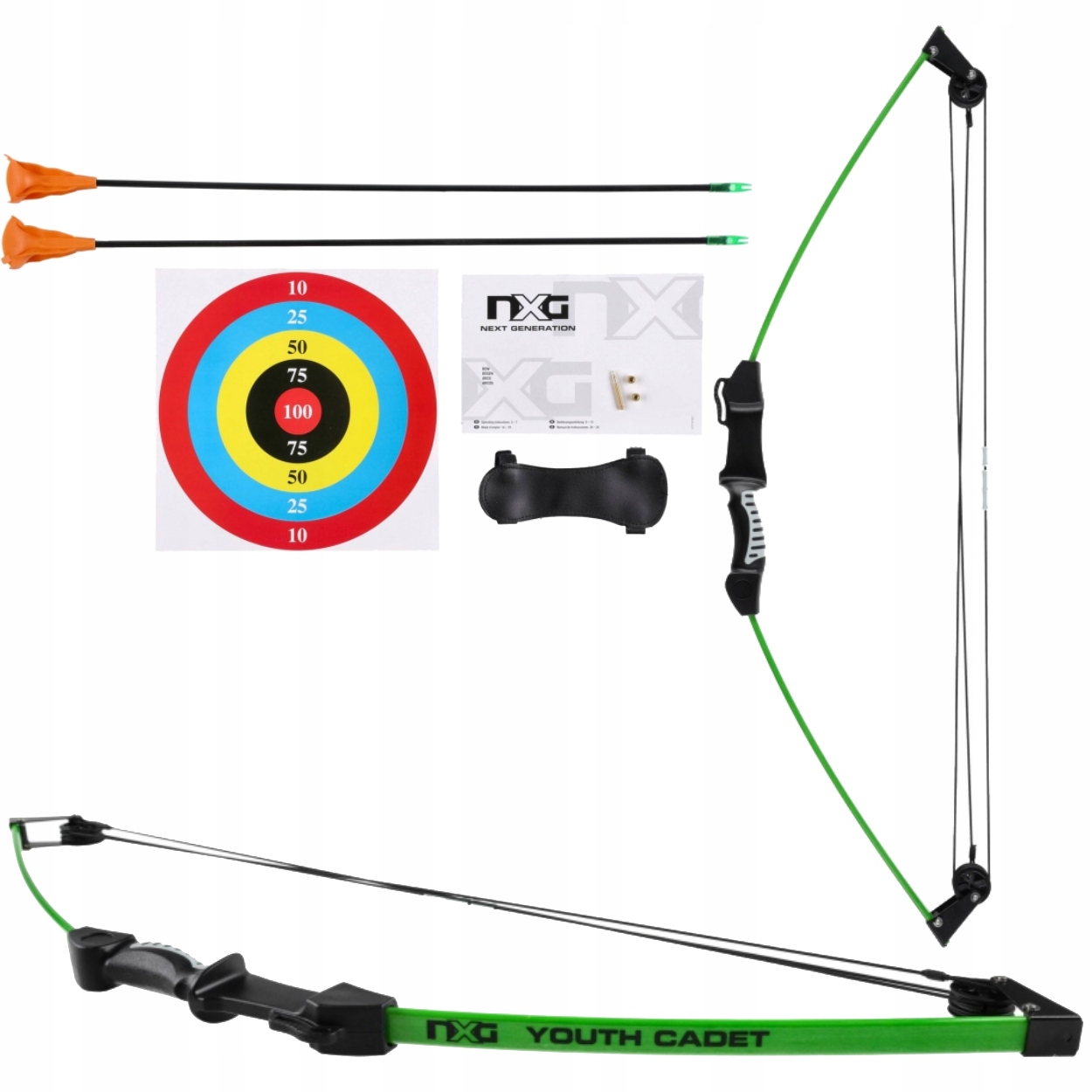 Łuk bloczkowy na przyssawki dla dzieci Nxg Cb Cadet4 Set 15 lbs Tarcza