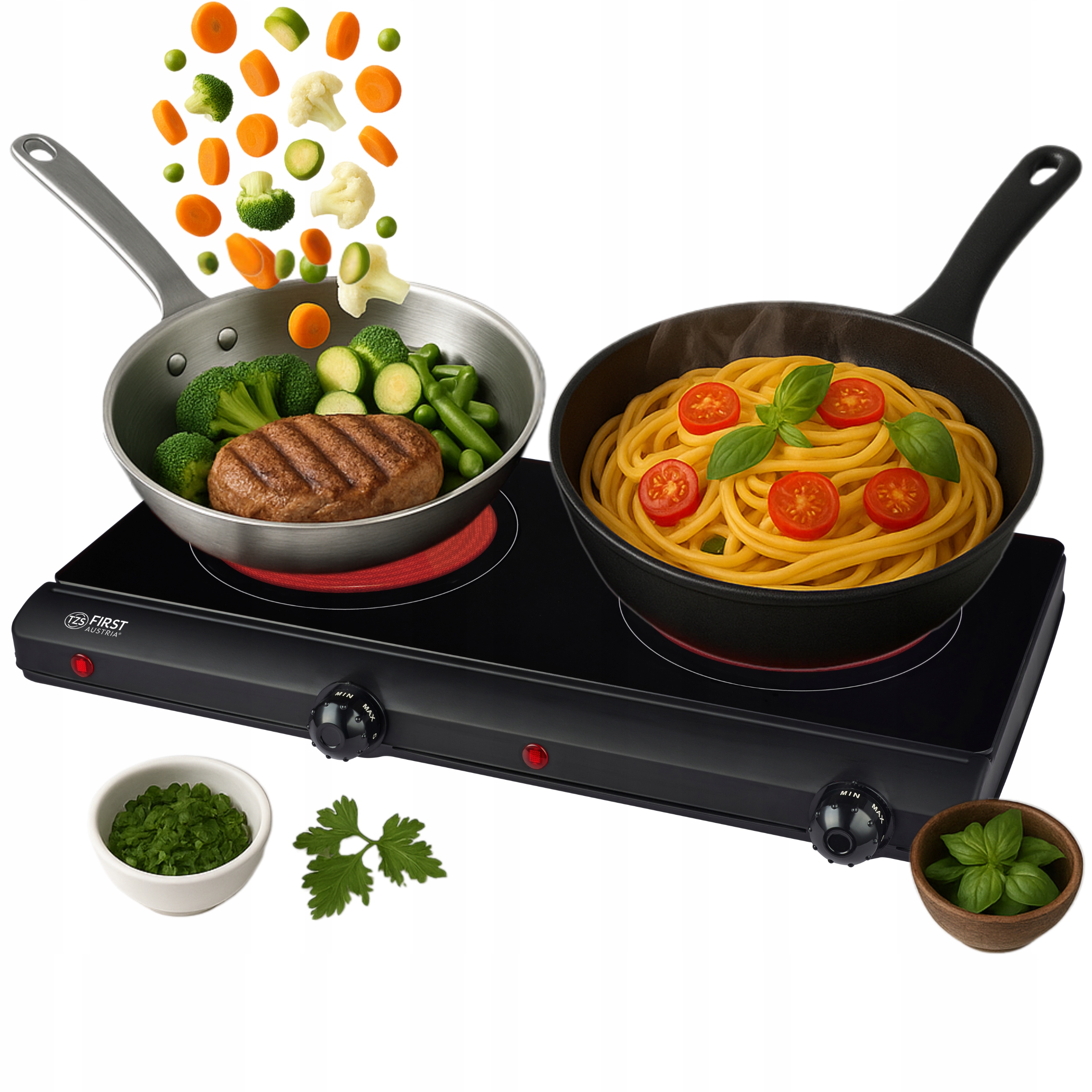 Kuchenka Elektryczna Ceramiczna 2-Palnikowa Przenośna 2500W First Austria