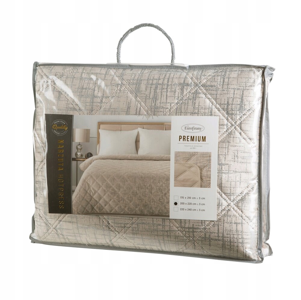 Dekorativní přehoz BLINK6 200x220 krémový sametový prošívaná lesklý potisk