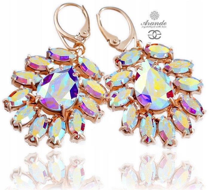 Krystaly Náušnice Aurora Azure Rose Gold