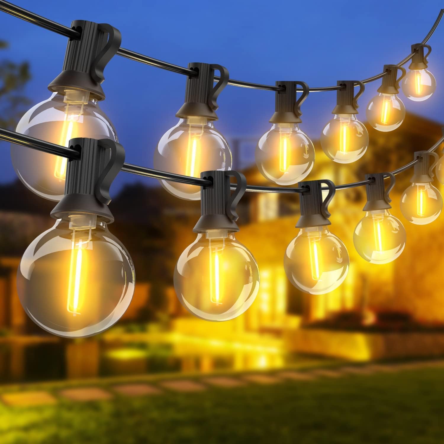 15M Zahradní girlanda Led světelný řetěz 50x venkovní žárovky G40 230V