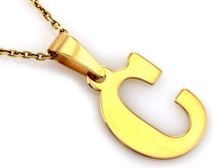 Zlatý přívěsek 585 písmeno C zlatý plech 14k moderní vzor přívěsku