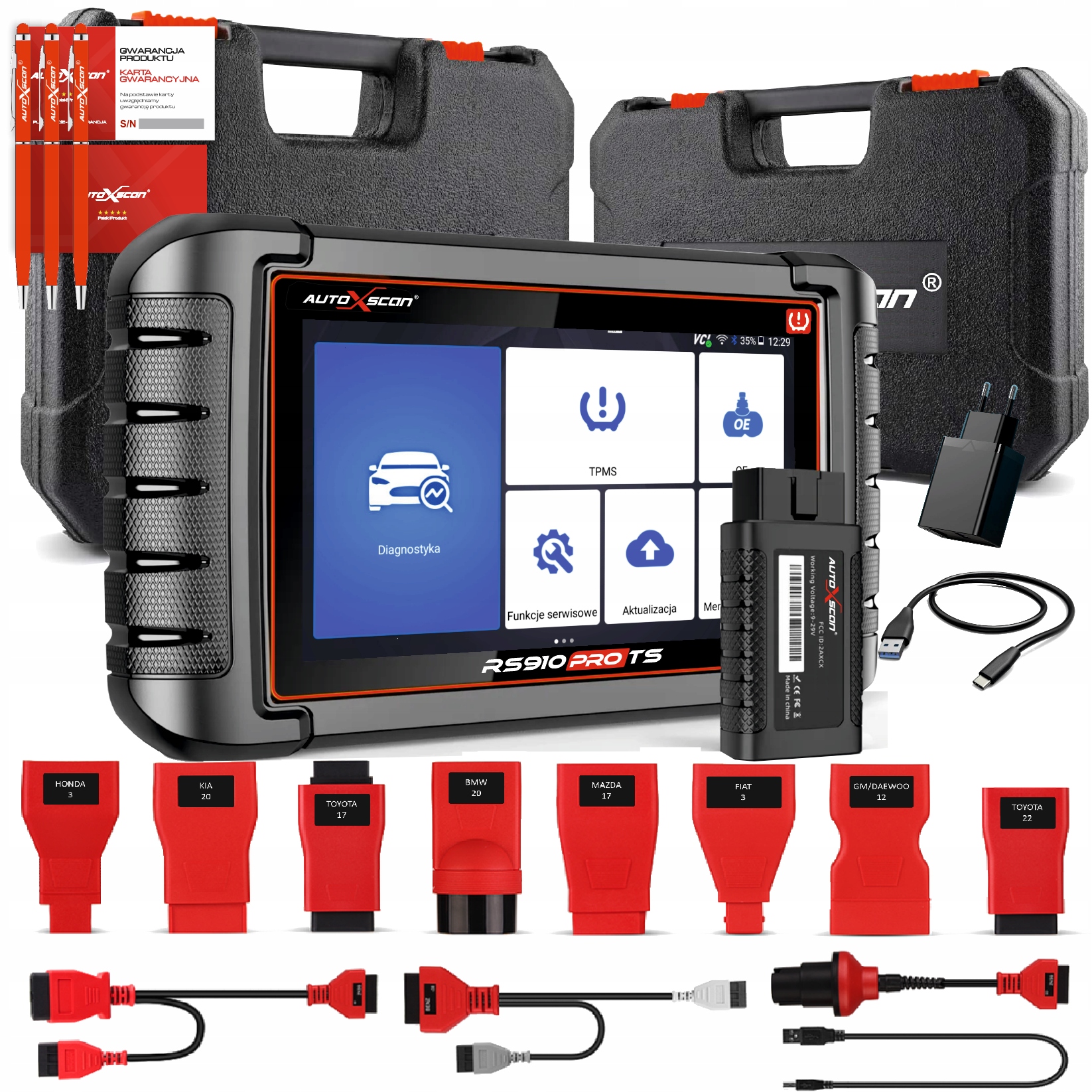 TESTER DIAGNOSTYCZNY AUTOXSCAN DIAGNOSKOP Z PROGRAMATOREM CZUJNIKÓW OPON