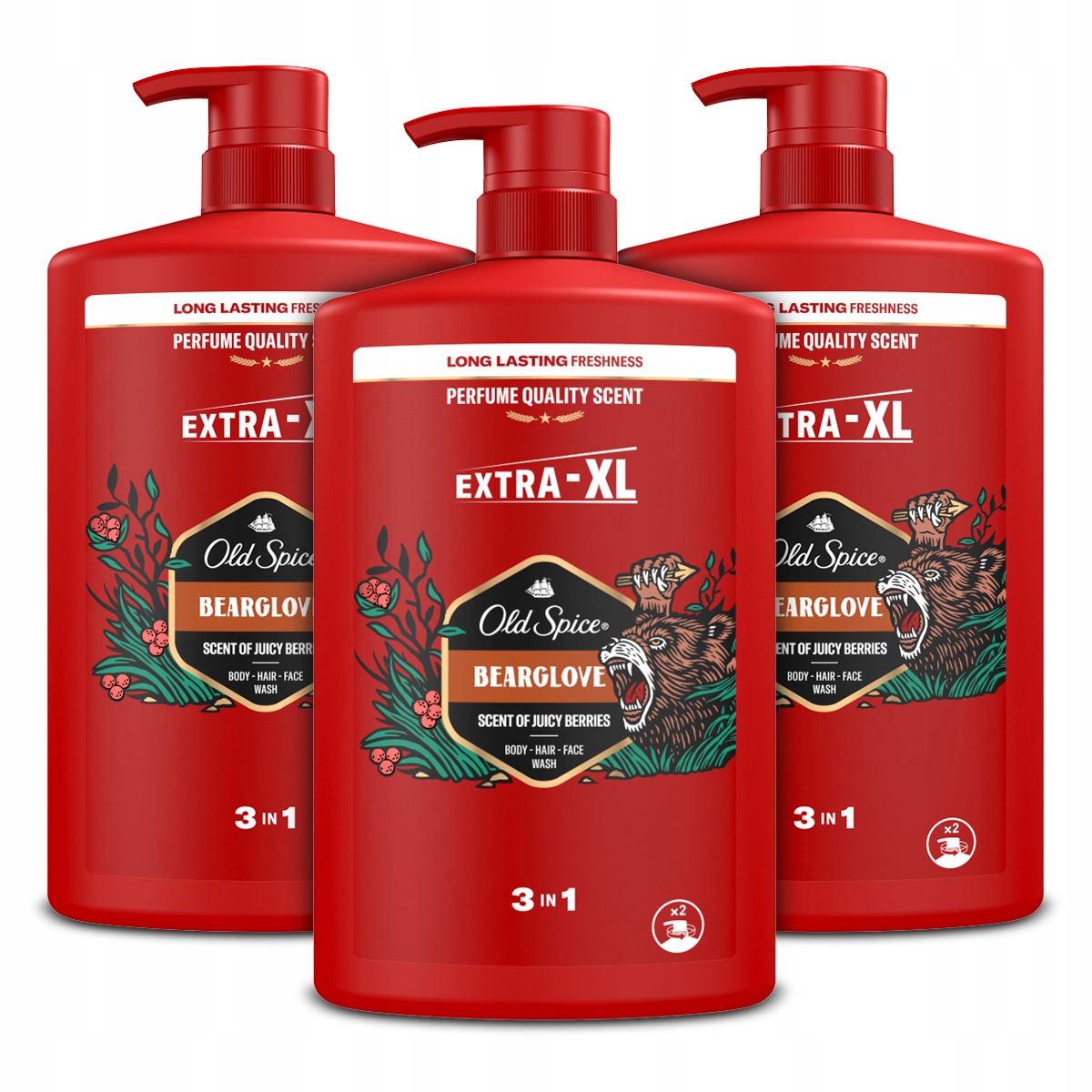 Zestaw Old Spice Bearglove Żel pod prysznic, szampon, płyn 3w1 XXL 1000mlx3