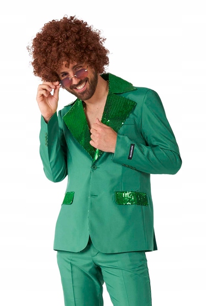 Kostým Pánský Disco Zelený Flitry Suitmeister Deluxe Slim Fit XL