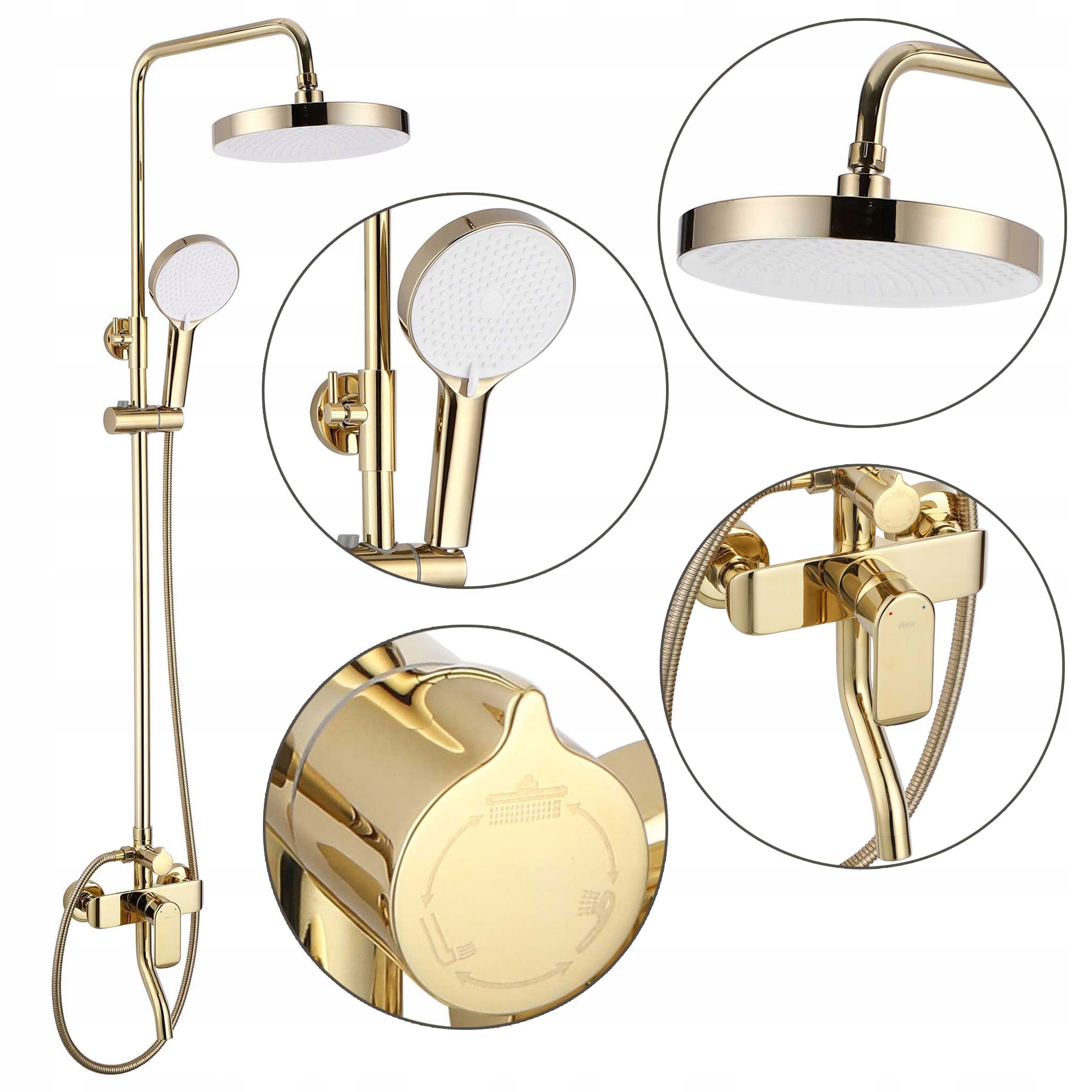 Nástenná sprchová súprava Rea Bloom Zlatý lesk Dlhý výtok