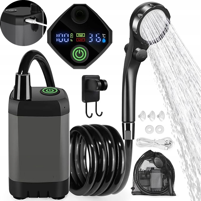 Cestovní Sprcha S Pumpou A 2M Hadicí, 6000MAH, Přenosná, Pro Kempování/cestování/zvířata