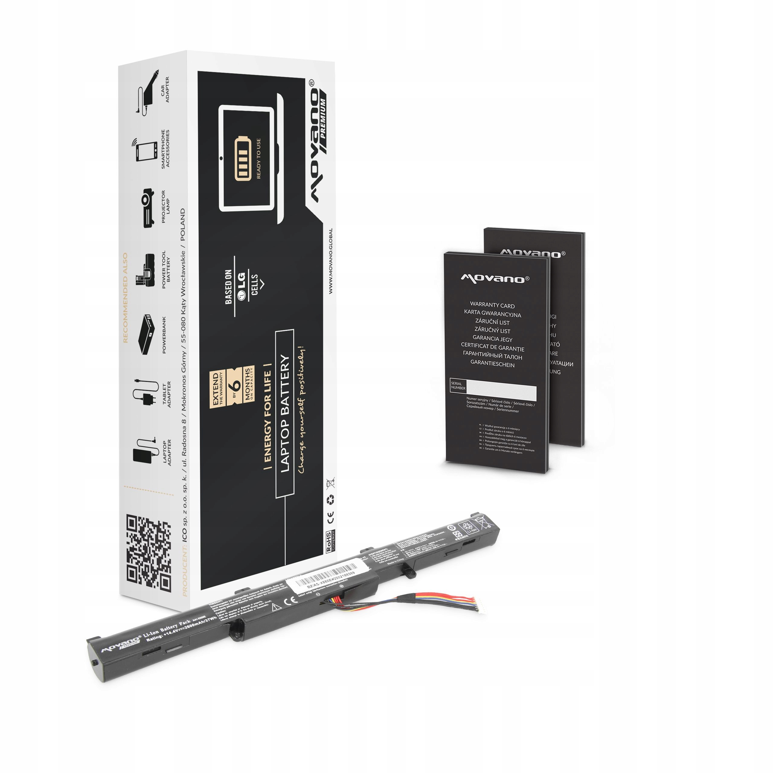 Baterie Movano Premium pro Asus A550, K550E 2600 mAh