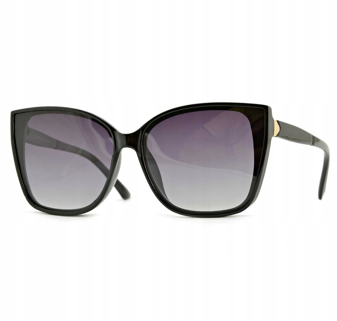 Czarne DAMSKIE Okulary POLARYZACYJNE Kocie Oczy PRZECIWSŁONECZNE UV400