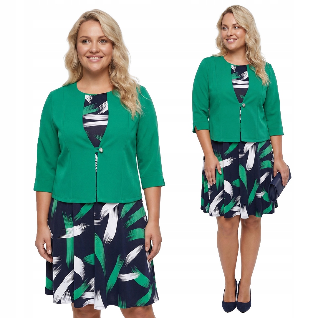 Zelené sako s šaty plus size velikost 50