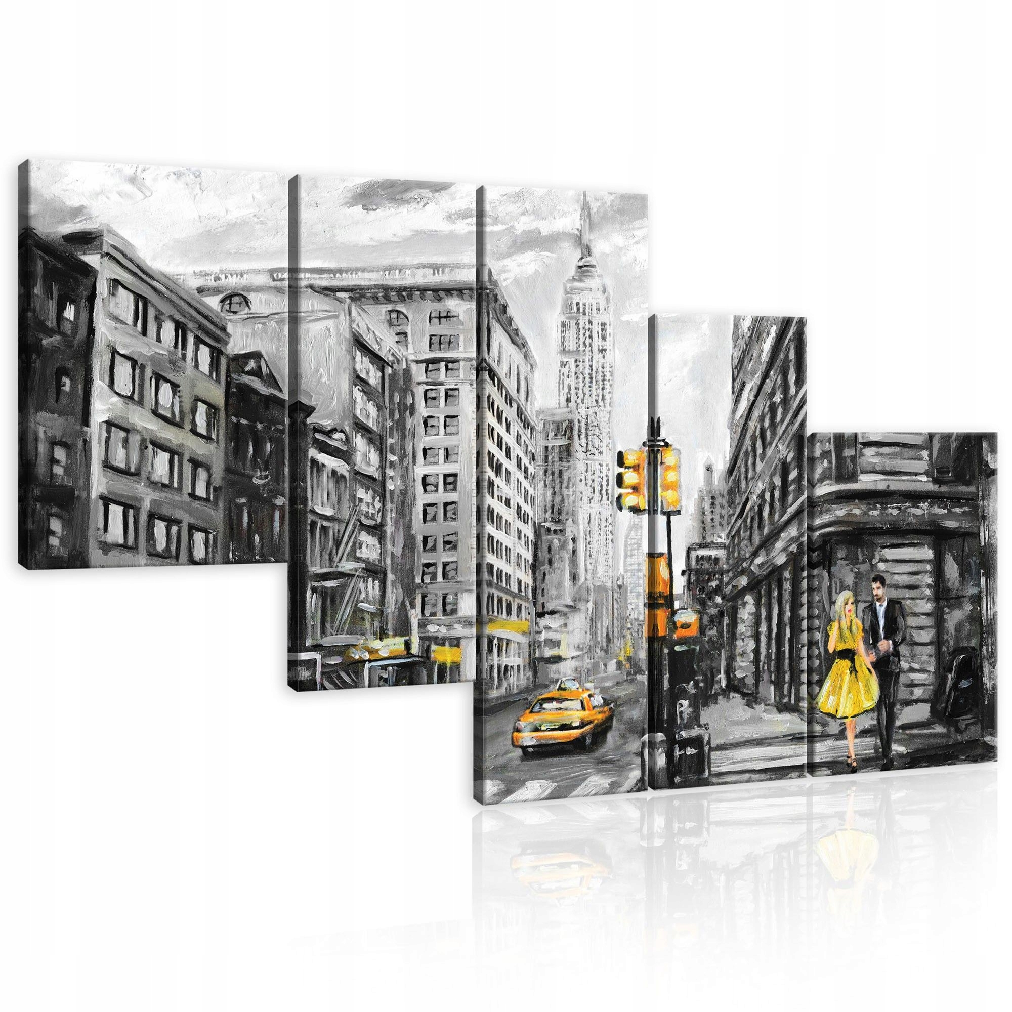 Obraz 170x100 New York mestská krajina ulica taxi žltá čierna biela