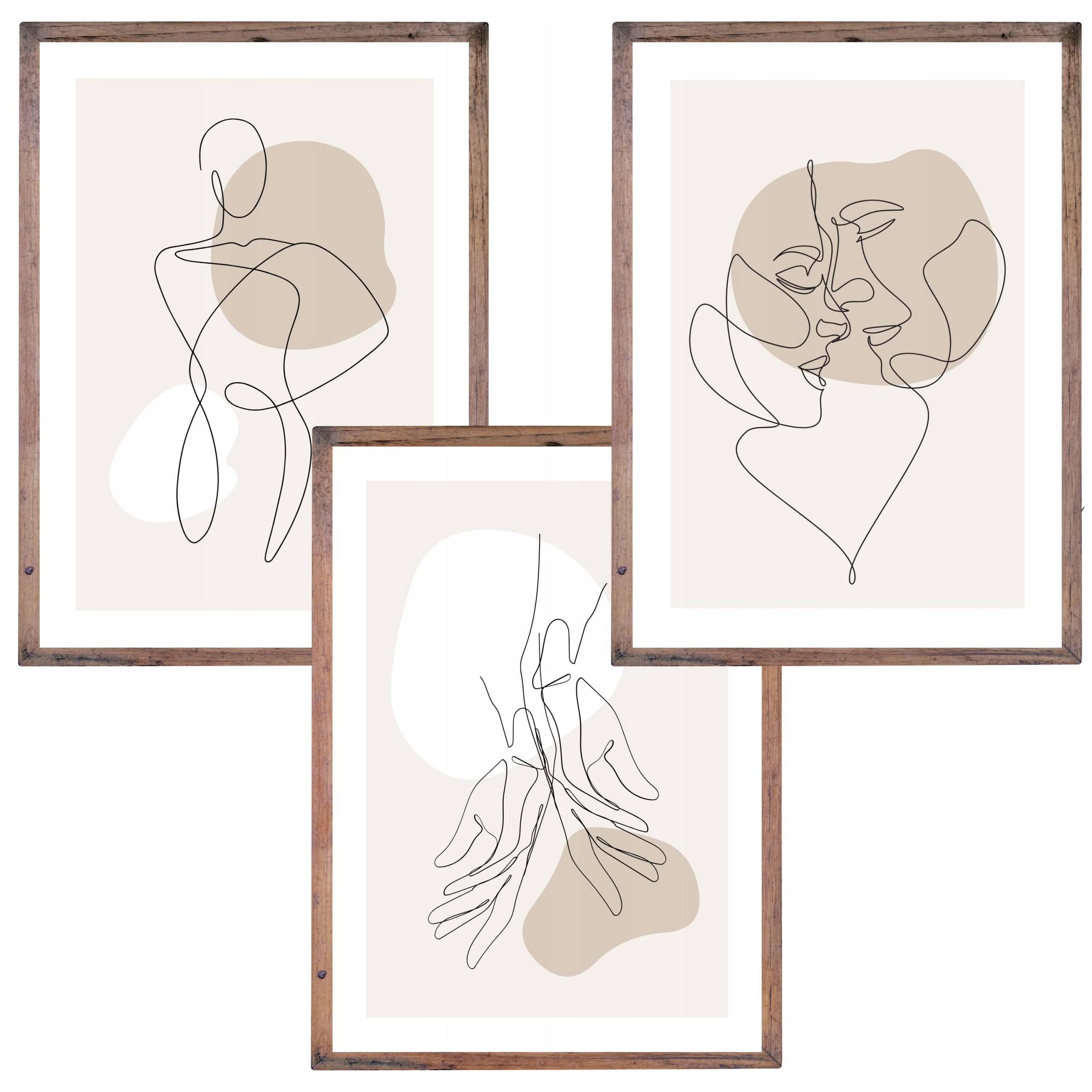 3 x Plakat 50x70 Abstrakcja Miłość Kobieta Boho Foto Beż Brąz Obraz 70x50