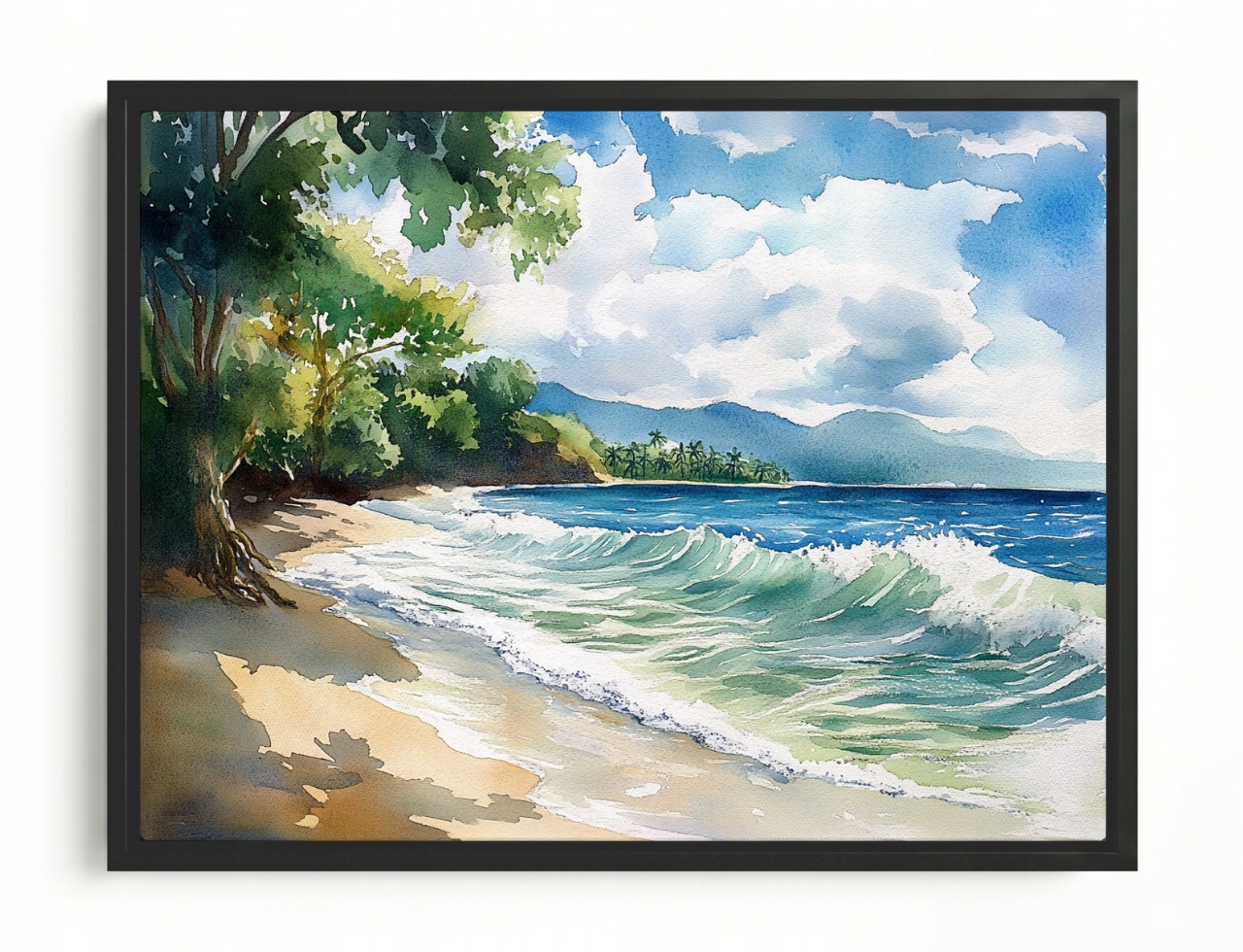 Obraz Rám Americký Box Krajina Havaj Tropiki Pláž Oceán Vlny Palmy 80x60