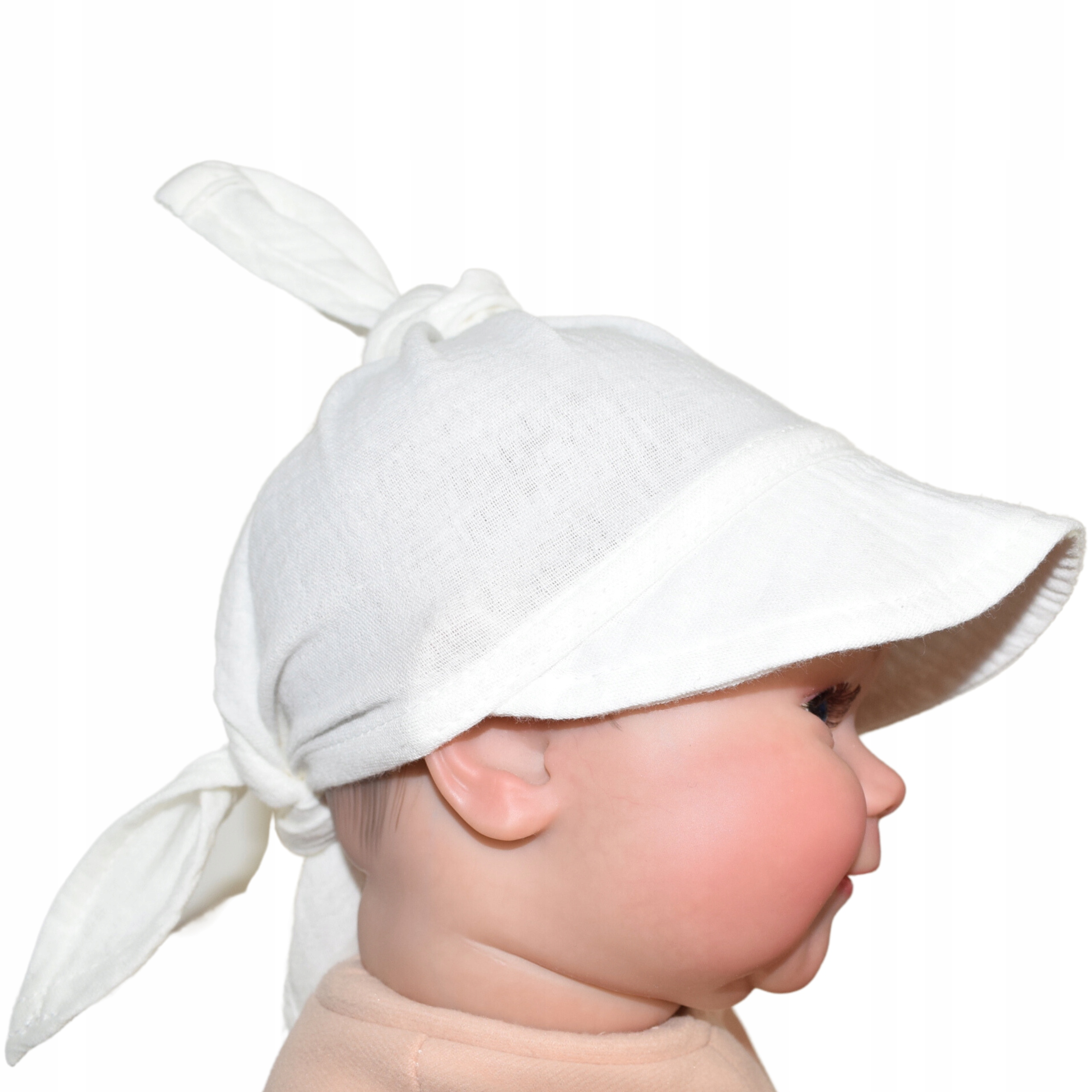 CHUSTA chustka dziecięca na głowę na słońce MUŚLINOWA czapka Z DASZKIEM Rozmiar 38-54 cm