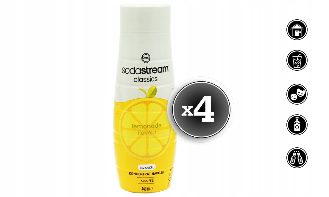 4x SYROP KONCENTRAT SODASTREAM LEMONIADA ZERO CUKRU 9L NAPOJU Z 440ML Marka SodaStream