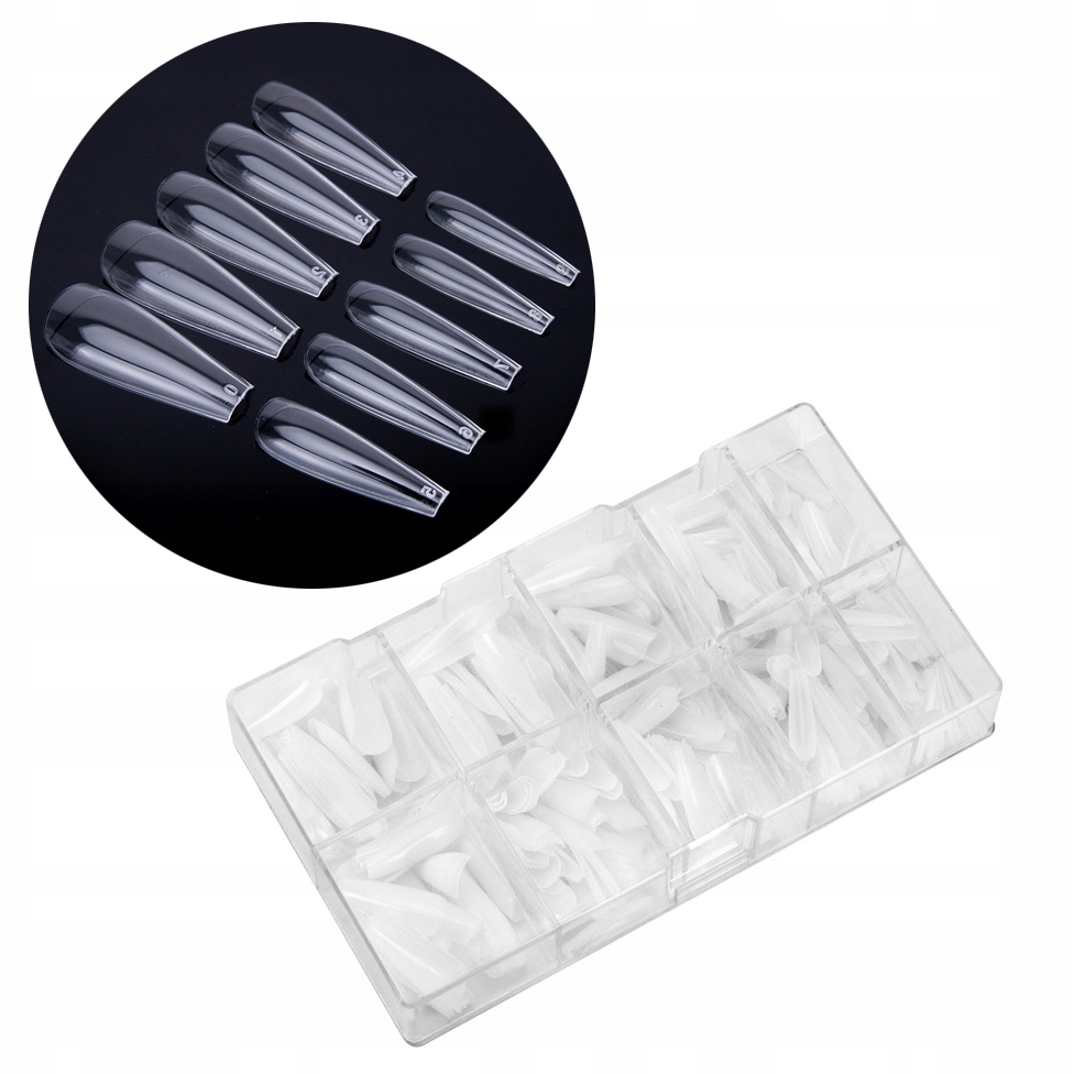 Tipy na nehty Ballerina Č. 6-10 Clear 500ks