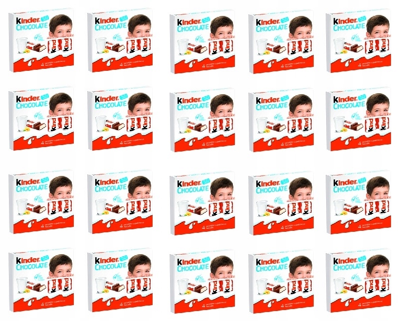 Levně 20 x 50 g Kinder čokoládové tyčinky z mléčné čokolády Karton