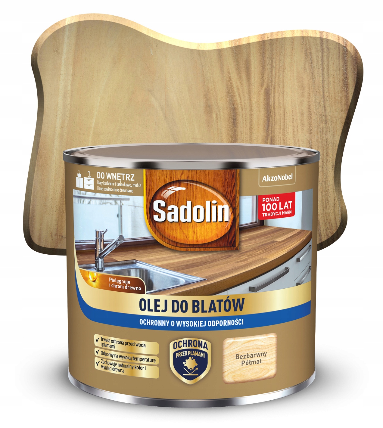 Olej do blatów Sadolin Bezbarwny Półmat 0,5 l do drewna 500 ml