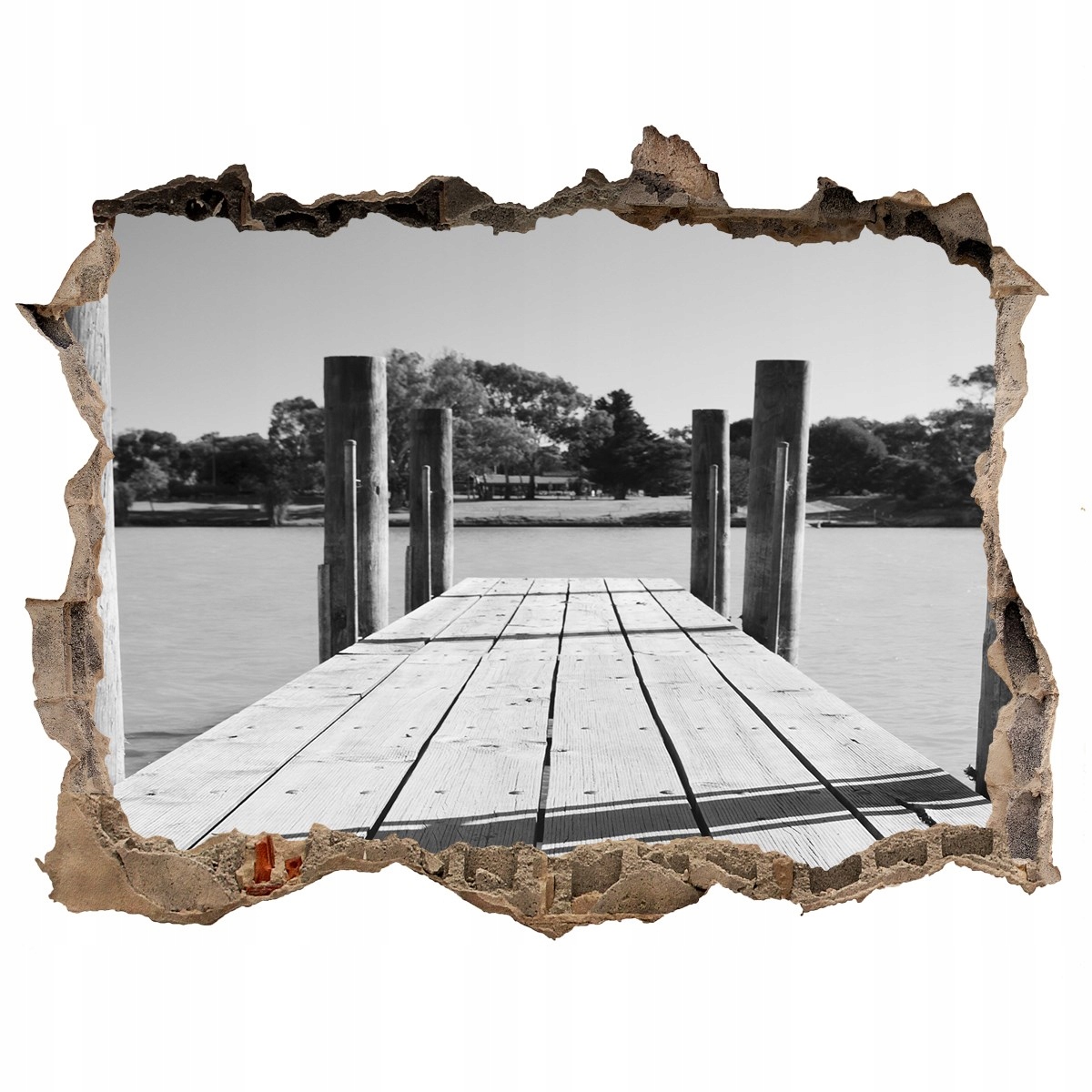

Fototapeta dziura na ścianę 3d Drewniane molo