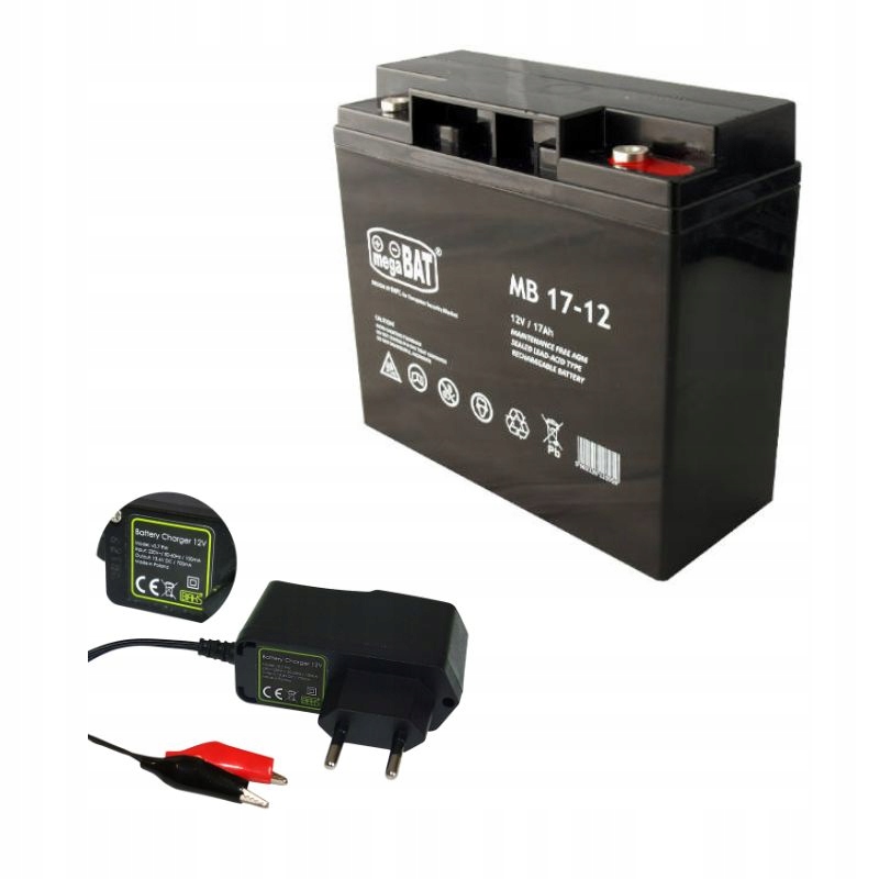 Akumulátor Agm 12V 17Ah Megabat (rozměr 18Ah 20Ah) Nabíječka 12V Pw