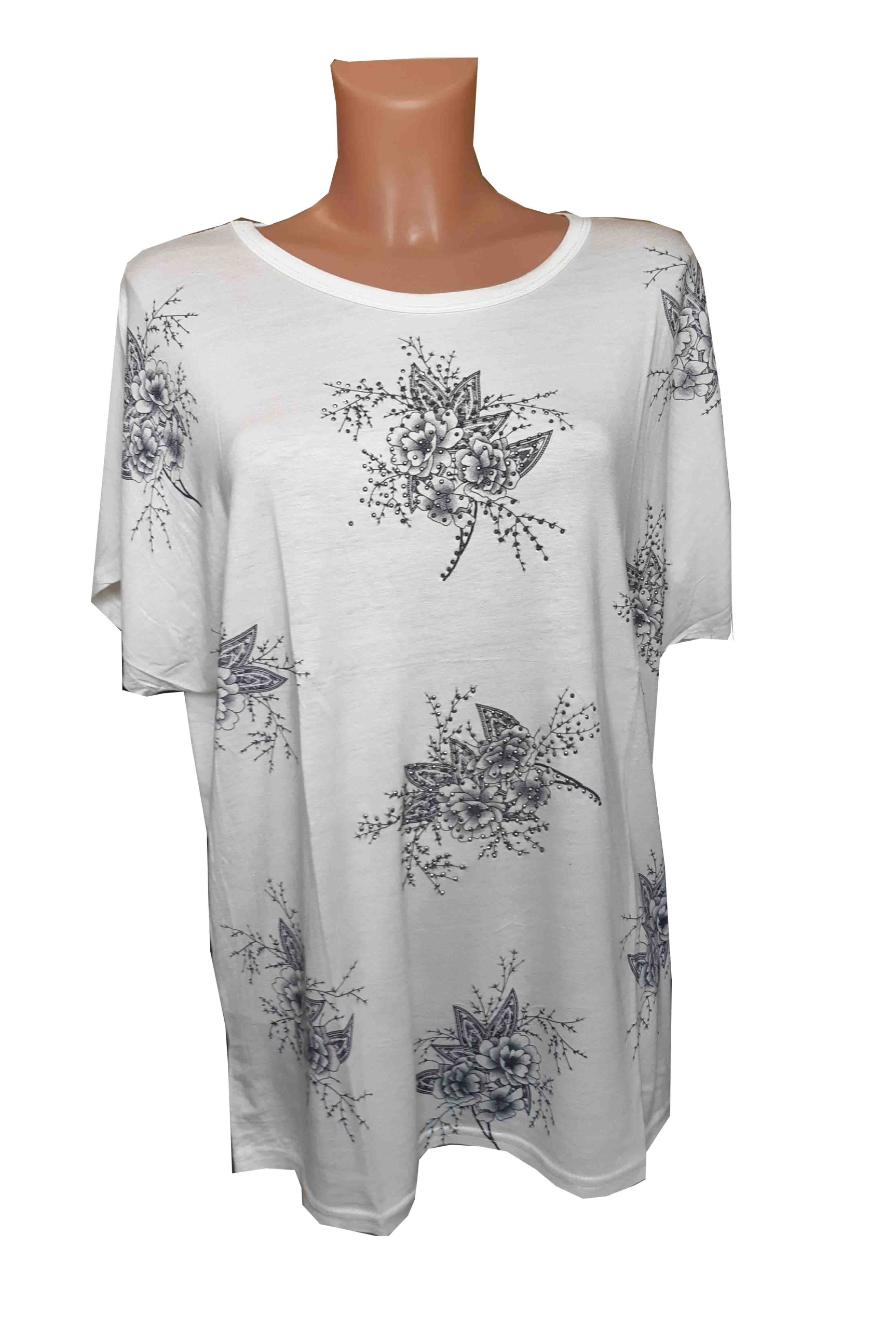 

Bluzka Koszulka T-shirt kwiaty cyrkonie XL/XXL