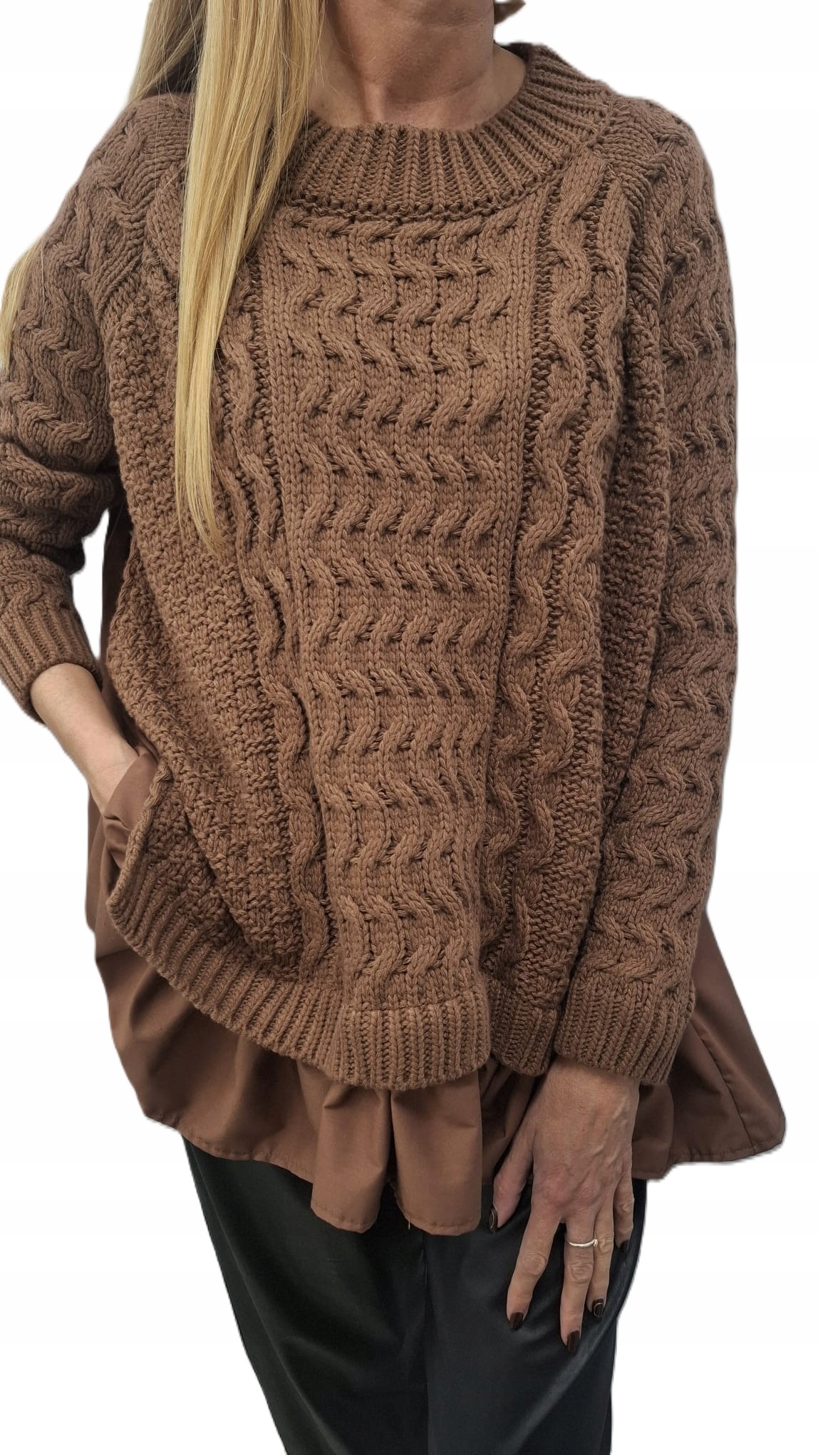 Cocomore Oversize svetr s vlnkou Hnědý New