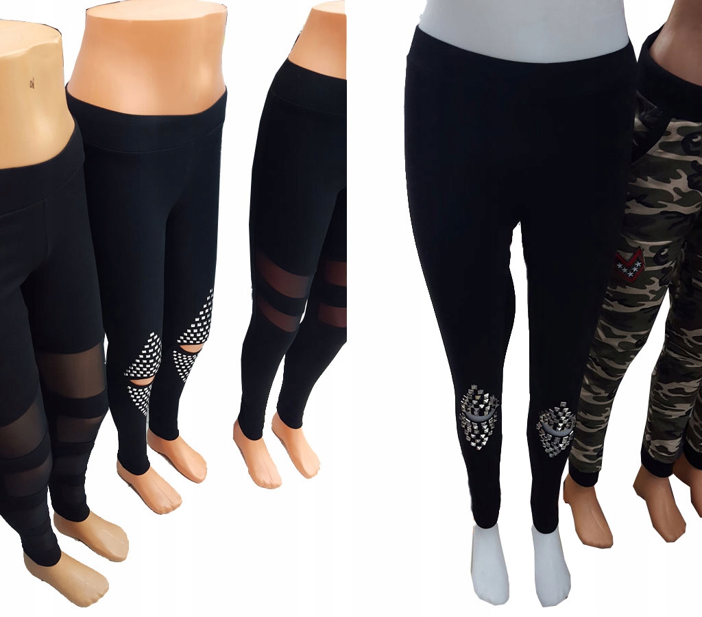 

Spodnie Legginsy Rurki Ćwieki Ripped Getry Dziury