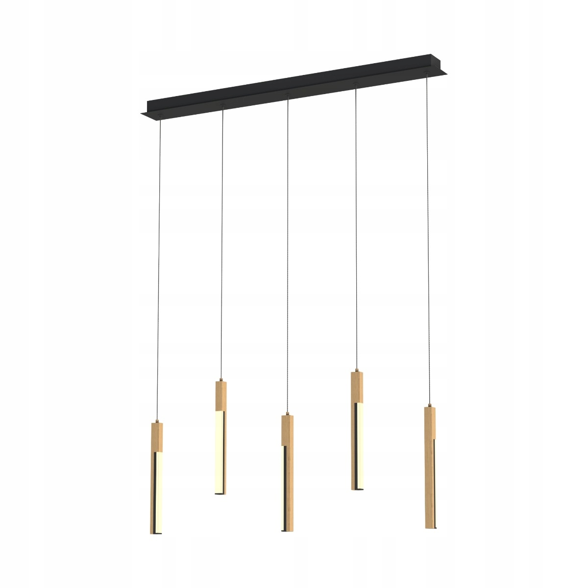Závěsná Led bodová lampa s dřevěnými trubkami nad ostrovní stůl 5 bodů Zuma Line