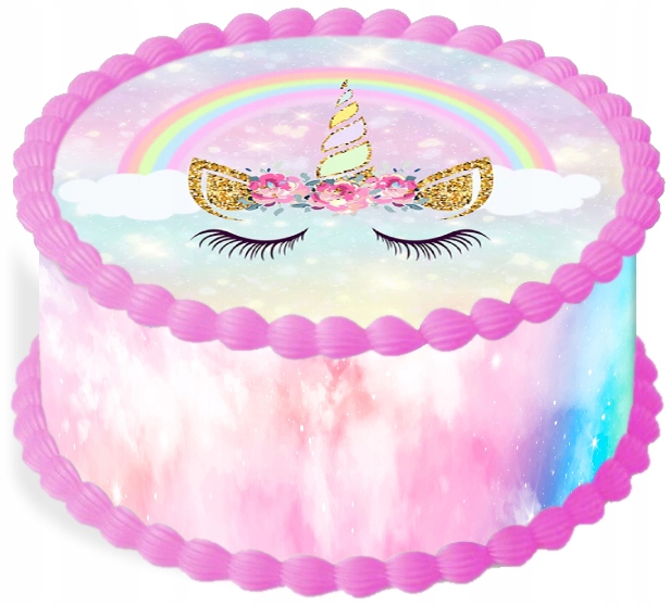 oplatek na dort 29 cm Jednorožec Unicorn Duhový