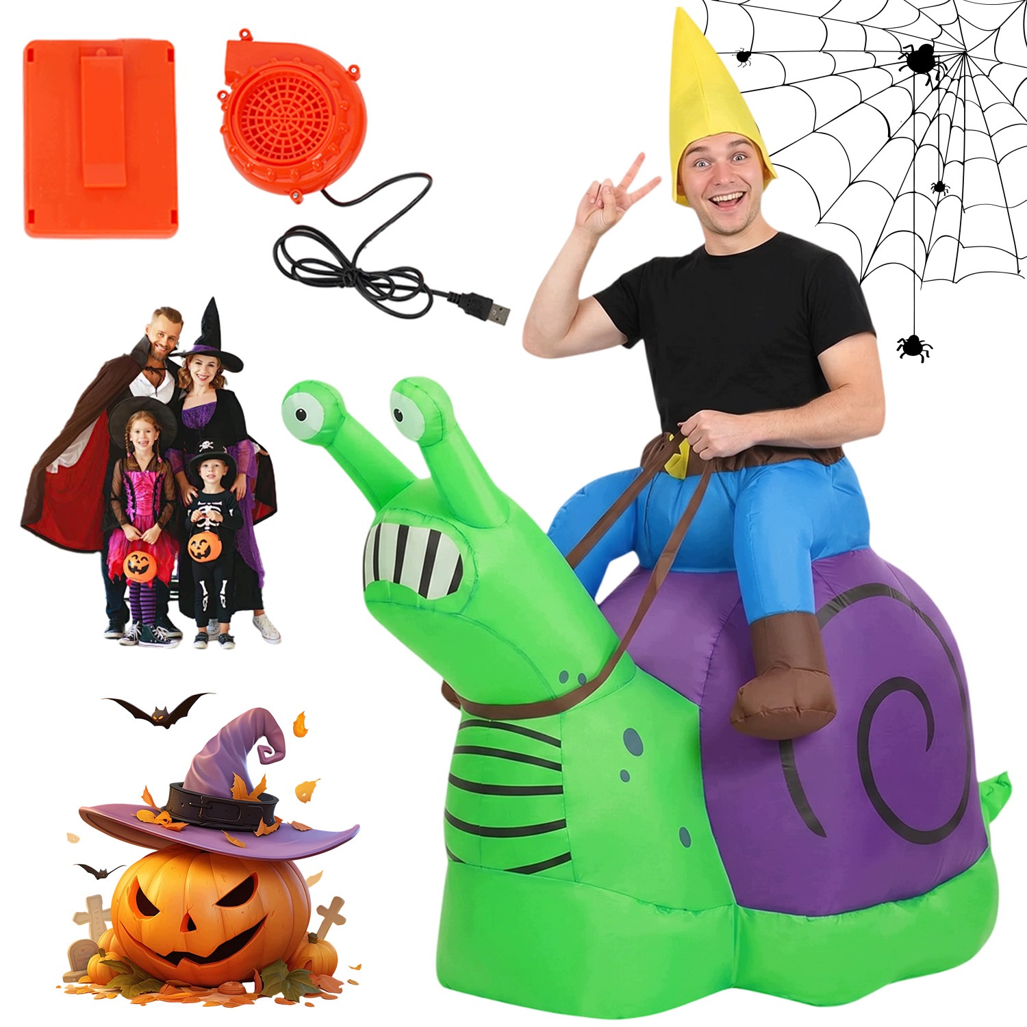Kostým Hlemýžď Jezdící Pro Dospělé Halloween 150-190 CM