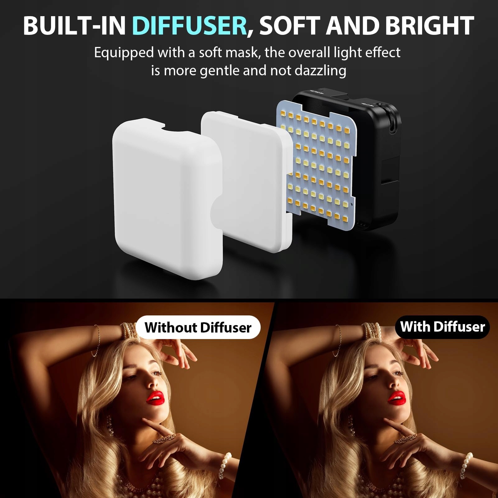 HEYSILY Lampa LED RGB Do Kamery 2500K-9000K Z Akumulatorem 2000mAh — miniatura 5