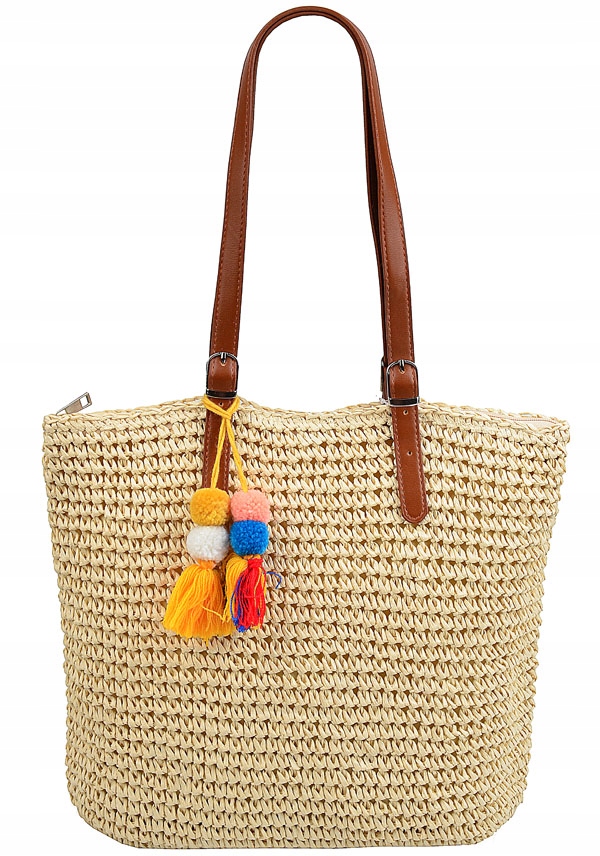 

David Jones Torebka Na ramię Shopper Boho Słomiana
