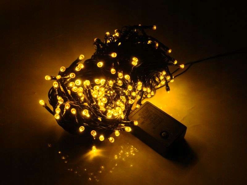 LAMPKI CHOINKOWE 100 LED ŚWIATEŁKA ŻÓŁTE Długość sznura 8 m